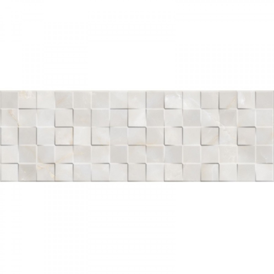 Tajmahal Decorado Cubik Onix K 25×75 Γυαλιστερό και ανάγλυφο πλακάκι λευκής μάζας με απομίμηση όνυχας